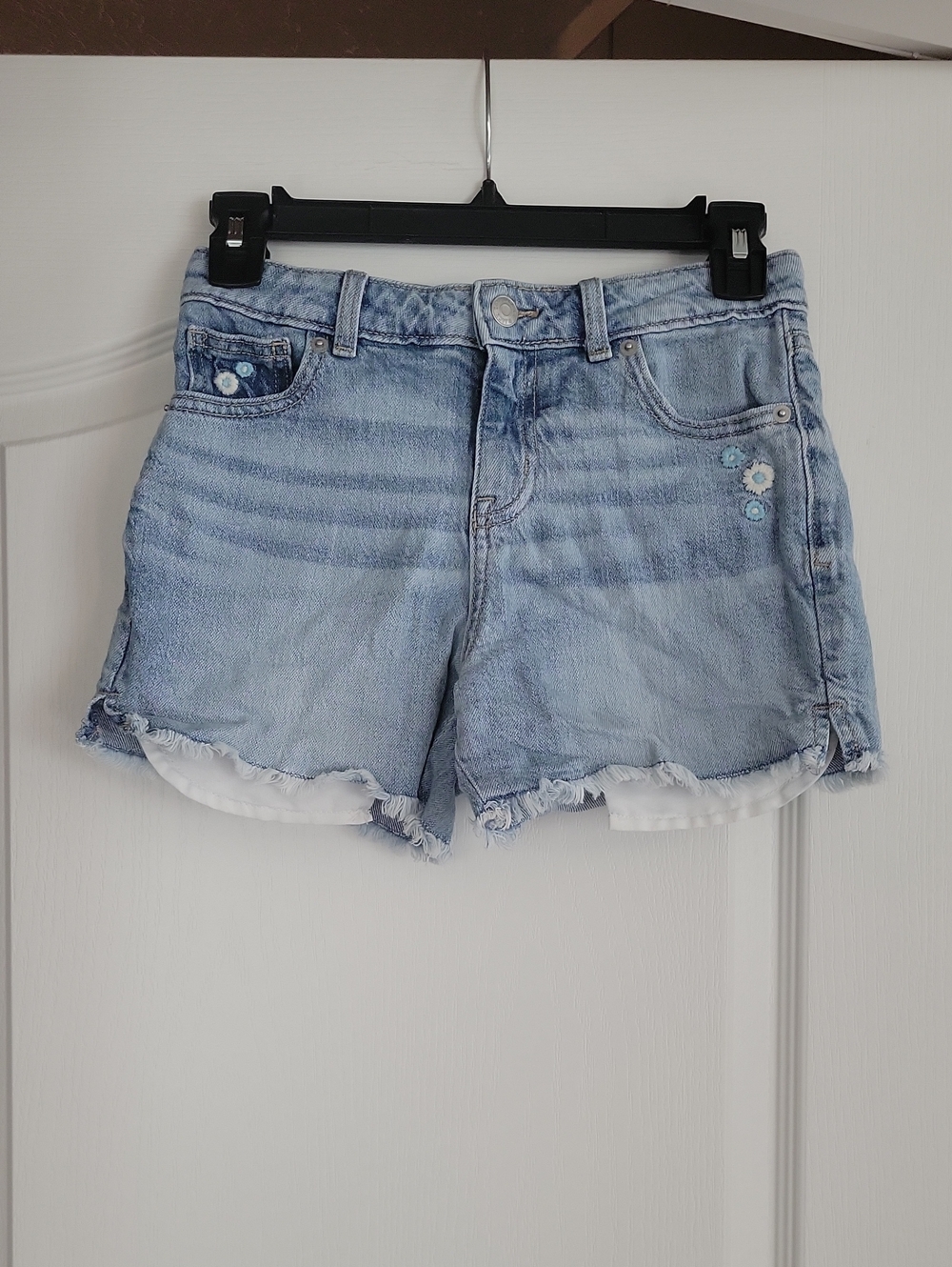 Cat & Jack Light Blue Denim Shorts with Floral Accents